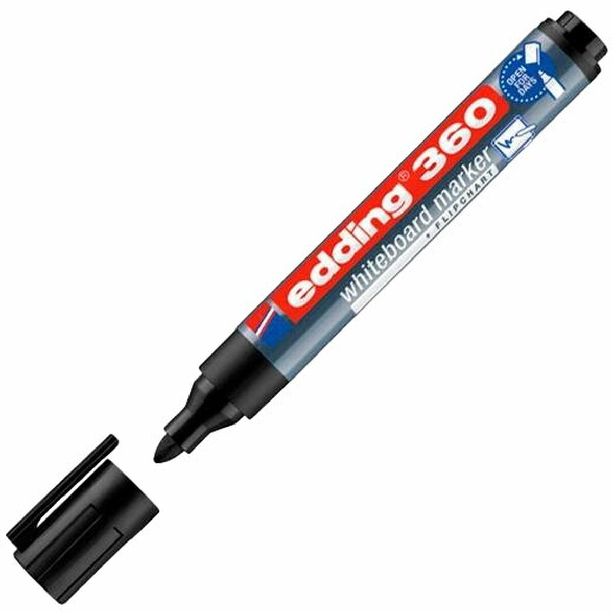 Pennarello per Lavagna Edding 360 Ricaricabile Nero (10 Unit )