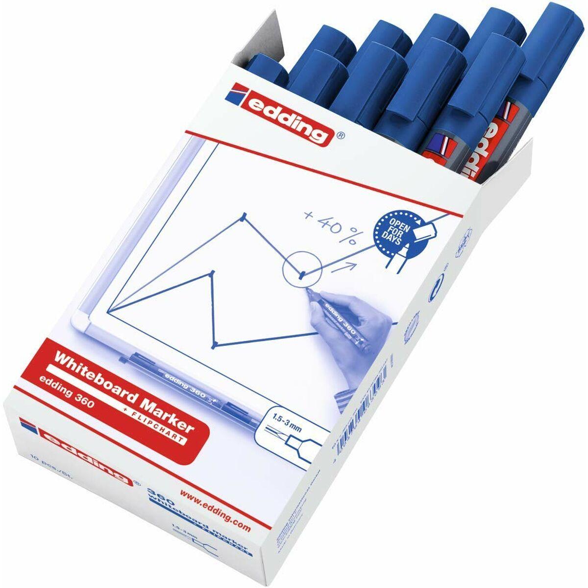 Pennarello per Lavagna Edding 360 Ricaricabile Azzurro (10 Unit )