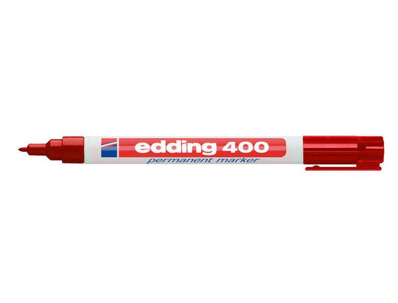 Pennarello indelebile Edding 400 - Punta tonda - Tratto 1 mm. - Ricaricabile - Asciugatura rapida - Colore rosso