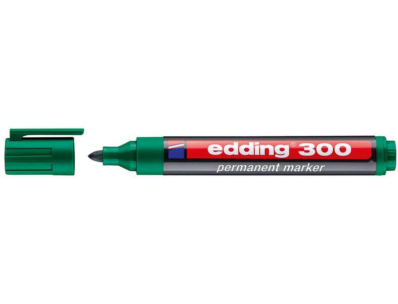 EDDING 300 MARKER permanente - Punta tonda - tratto tratto 1.5 e 3 mm.- Inchiostro quasi toilette - Tappo con clip - asciugatur