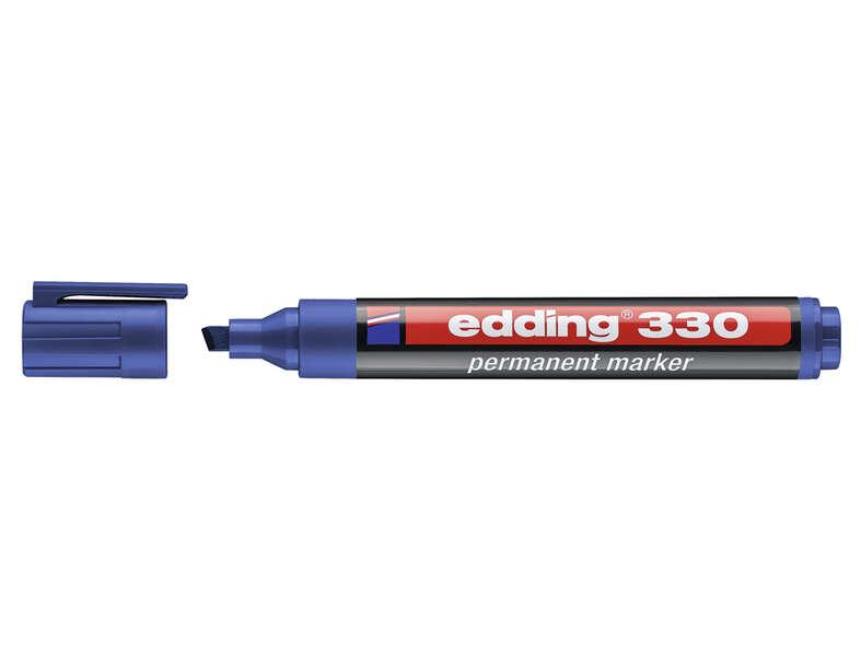 Edding 330 Pennarello Permanente - Punta Scalpello - Linea tra 1 e 5 mm. - Inchiostro quasi inodore - Cappuccio con clip - Asci