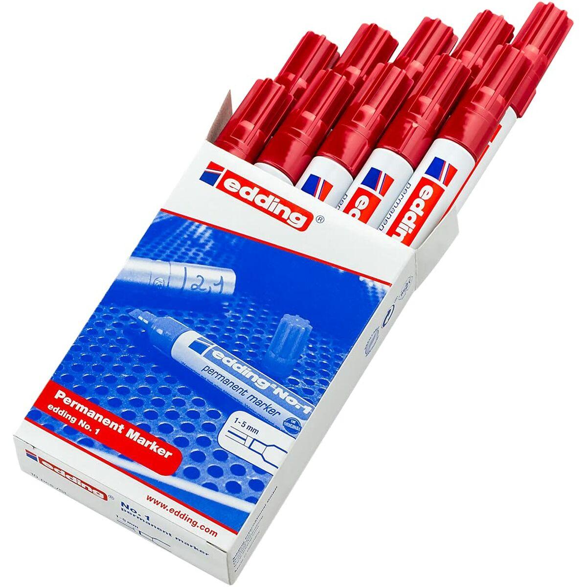 Marcatore permanente Edding N1 Rosso (10 Unit )