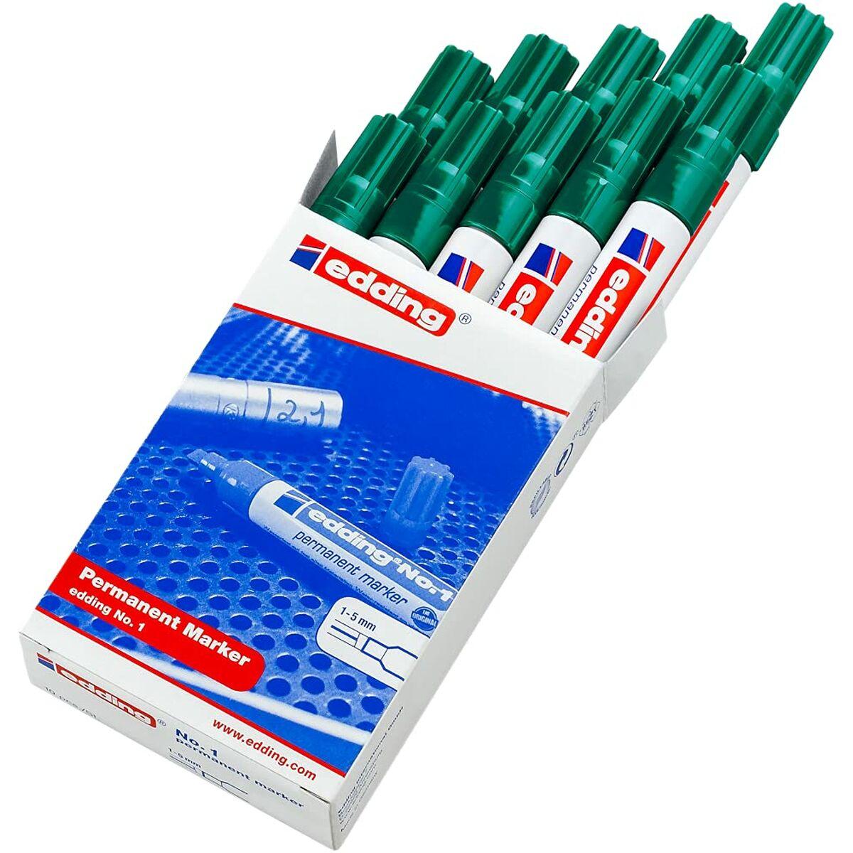 Marcatore permanente Edding NÃ‚Âº1 Verde (10 UnitÃƒÂ )