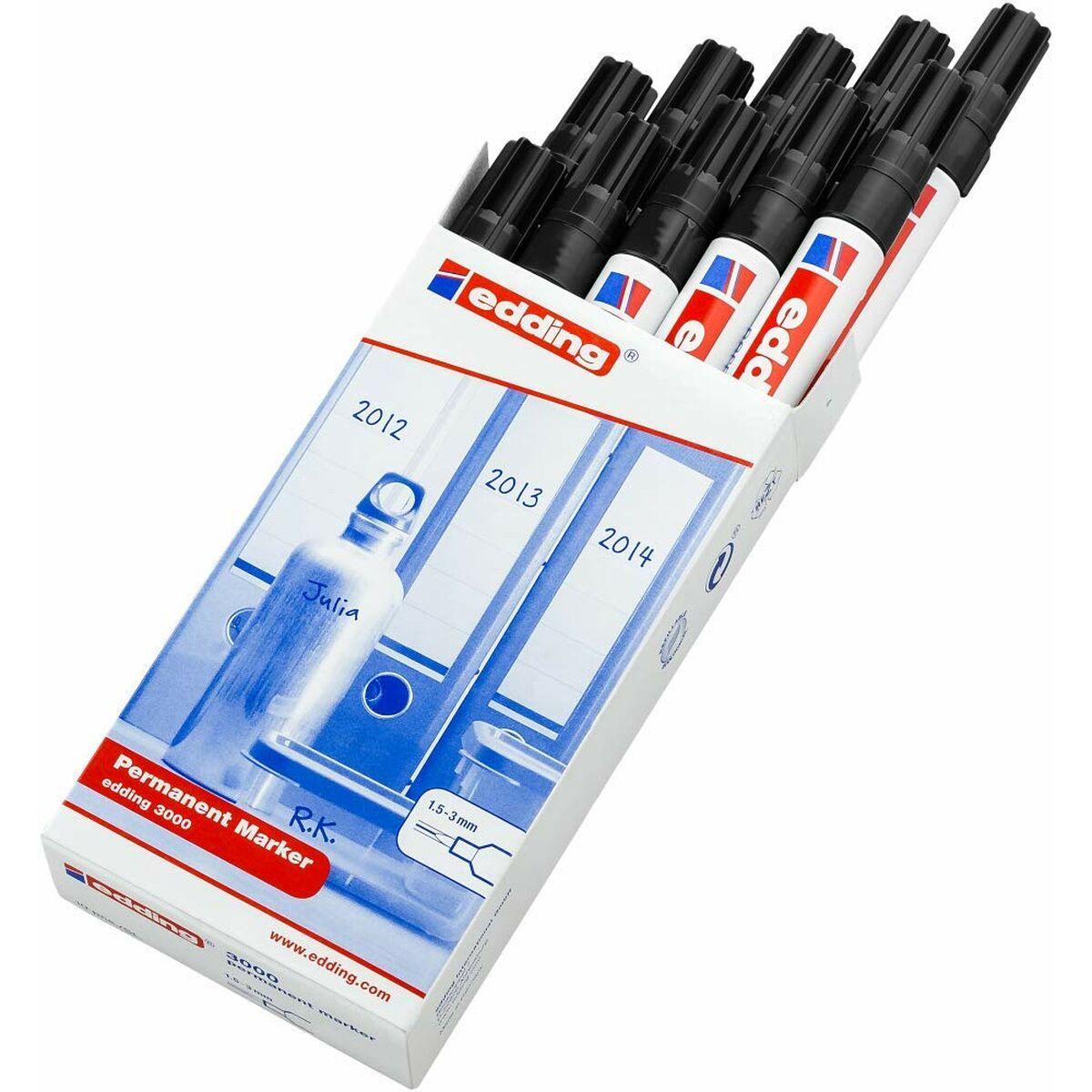 Marcatore permanente Edding 3000 Nero (10 Unit )