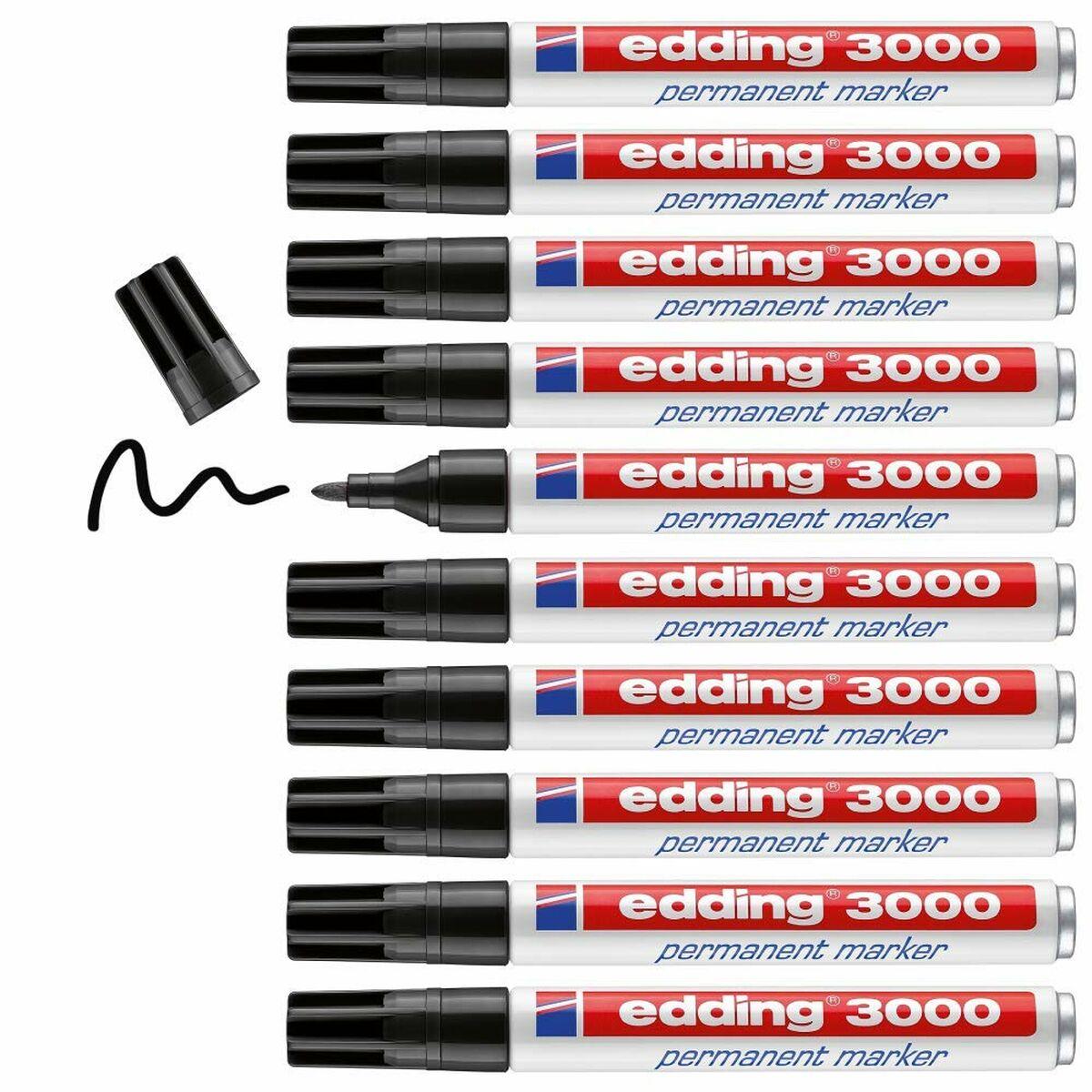 Marcatore permanente Edding 3000 Nero (10 Unit )