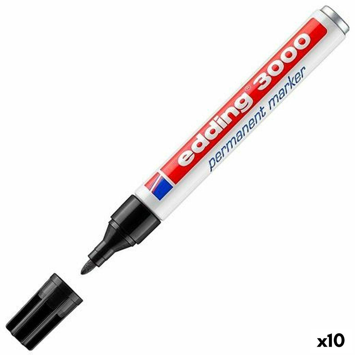 Marcatore permanente Edding 3000 Nero (10 Unit )