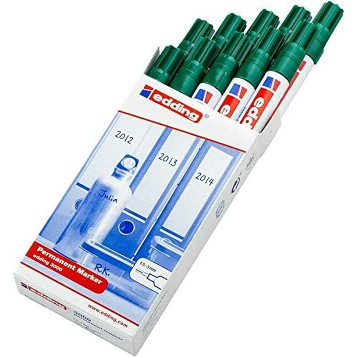 Marcatore permanente Edding 3000 Verde (10 Unit )