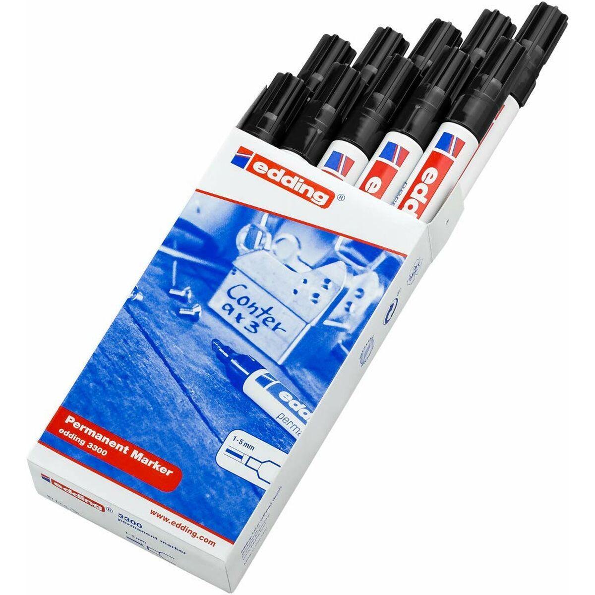Marcatore permanente Edding 3300 Nero (10 Unit )
