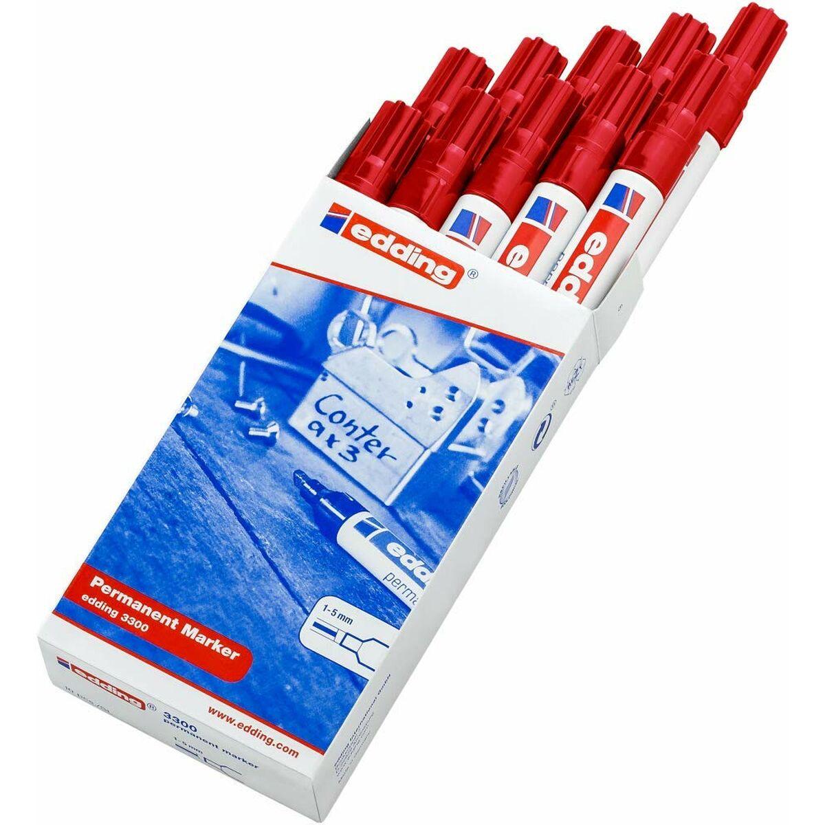 Marcatore permanente Edding 3300 Rosso (10 Unit )
