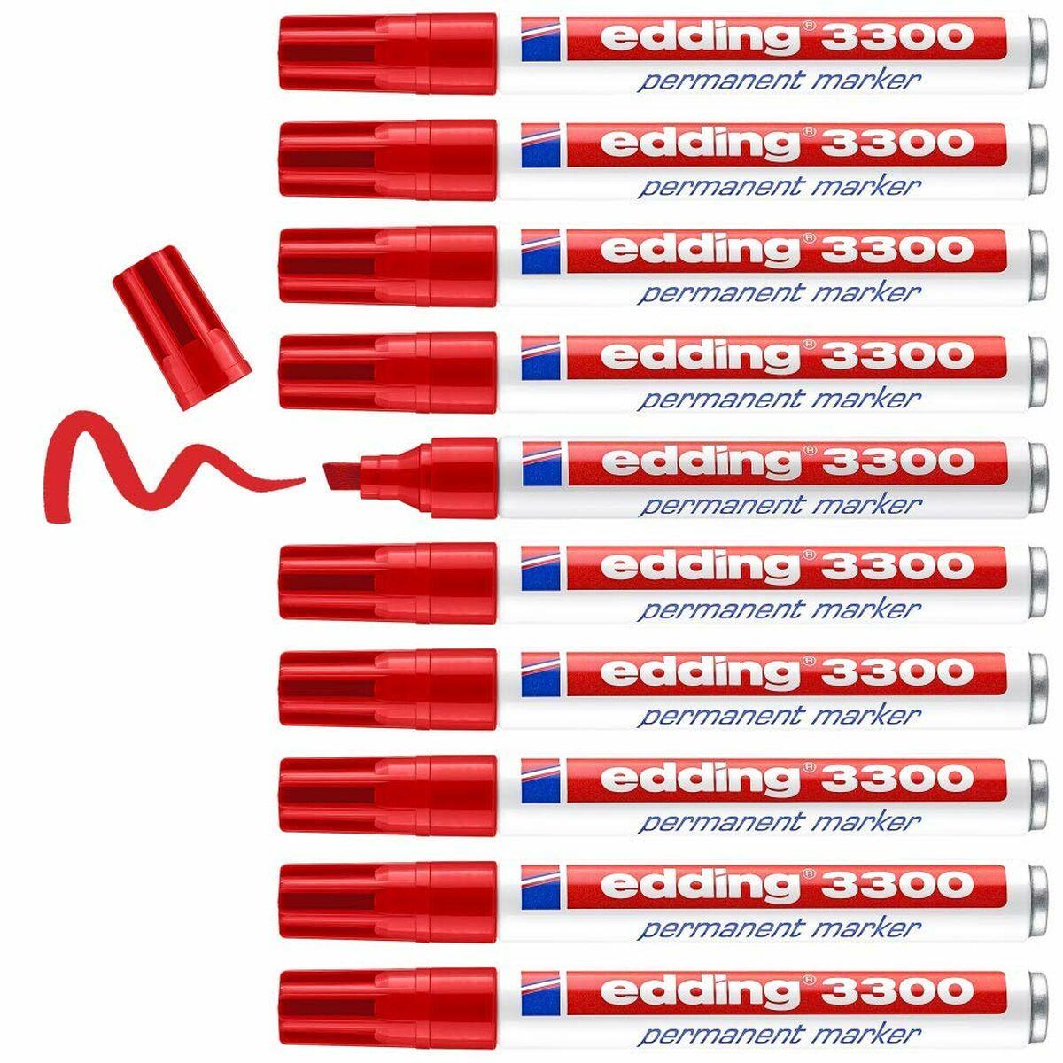Marcatore permanente Edding 3300 Rosso (10 Unit )