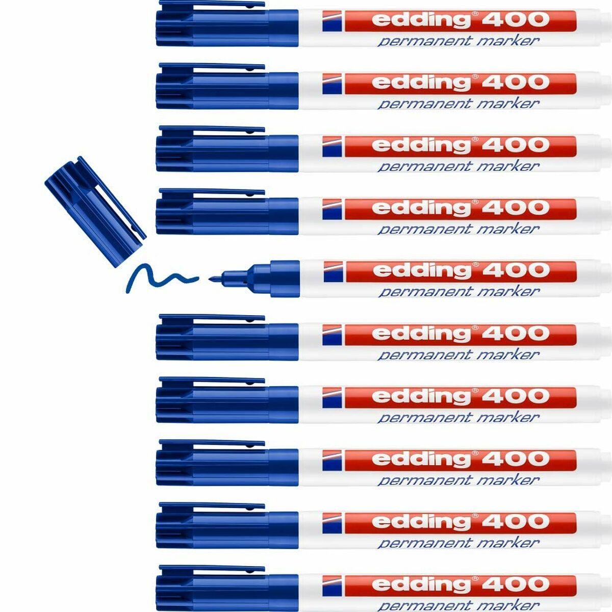 Marcatore permanente Edding 400 Azzurro (10 Unit )