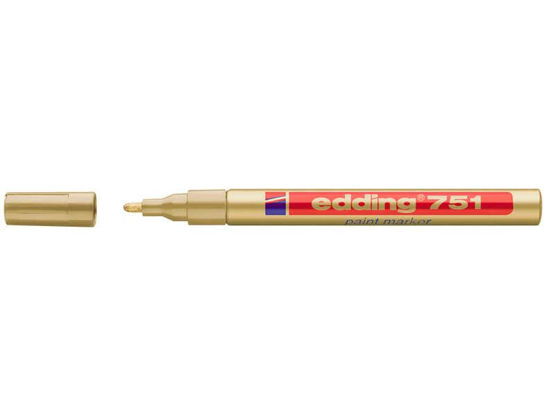 Edding 751 Pennarello Indelebile - Punta Tonda - Linea tra 1 e 2 mm. - Inchiostro opaco - Apprendimento rapido - Colore oro