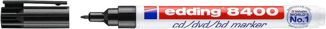 EDDING 8400 MARCATORE permanente per CD DVD e BLU -RAY - Punta tonda - Larghezza 05 e 1 mm - resistente all'acqua e ai danni -