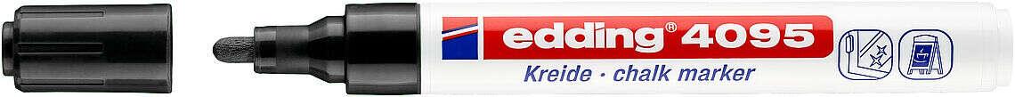EDDING 4095 Segnalatore Gesso Liquido - Punta Tonda - Corsa Tra 2 e 3 mm - Odore Neutro - Nero