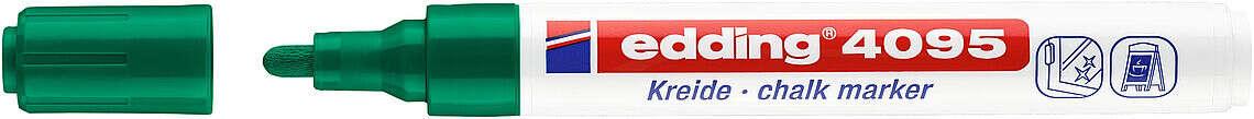 EDDING 4095 Pennarello Gesso Liquido - Punta Tonda - Corsa Tra 2 e 3 mm - Odore Neutro - Colore Verde