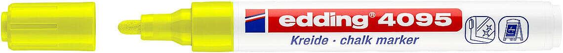 Edding 4095 Pennarello a gesso liquido - Punta tonda - Linea tra 2 e 3 mm - Odore neutro - Colore giallo neon