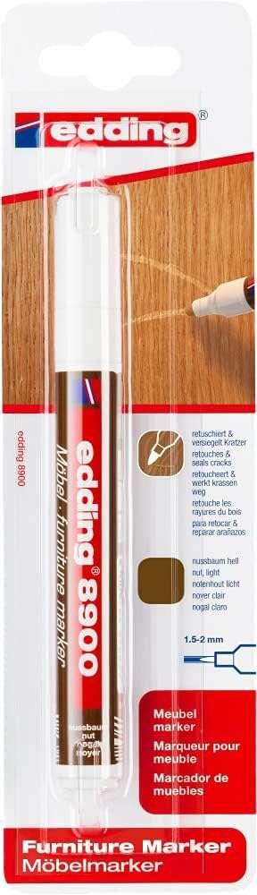 Edding 8900 Pennarello permanente per mobili - Punta rotonda 15-2 mm - Resistente alla luce - Asciugatura rapida - Colore noce