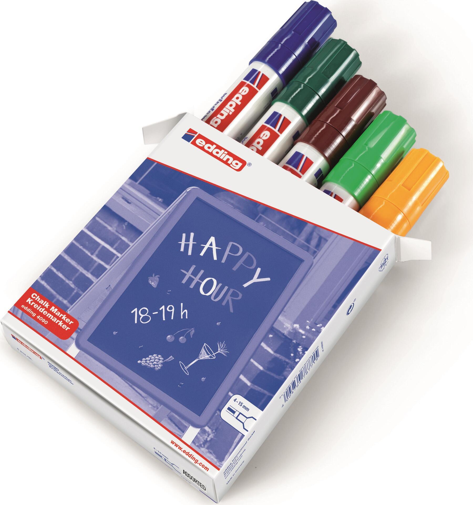 Edding 4090 penna a gesso blu - marrone - verde - arancione scalpello 5 pz. (4-4090099)