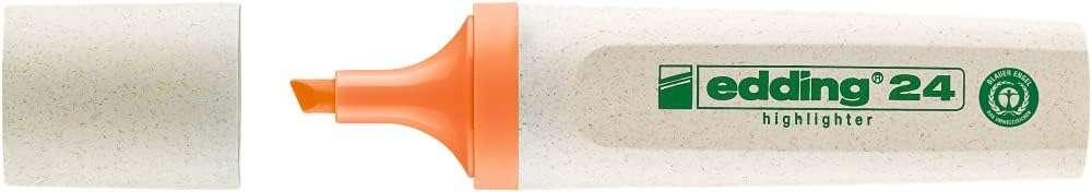 Edding 24 Pennarello fluorescente EcoLine - Punta a scalpello - Linea tra 2-5 mm - 90% plastica riciclata - Etichetta ecologica