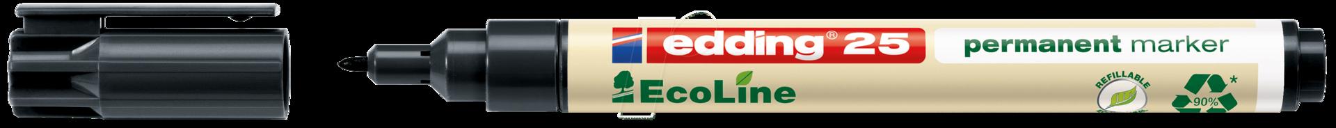 Edding 25 EcoLine - Nero - Punta tonda - Polipropilene (PP) - Media - 1 mm - Cartone - Vetro - Pelle - Metallo - Carta - Plasti