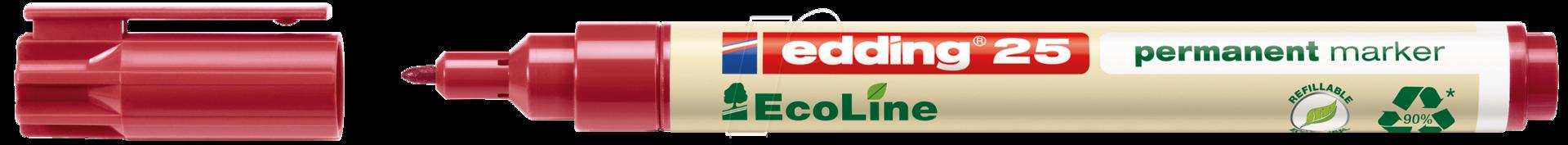 Edding 25 EcoLine - Rosso - Punta tonda - Avorio - Rosso - Fine - 1 mm - Ferro - Plastica - Pelle - Polistirolo - Acciaio - Pie