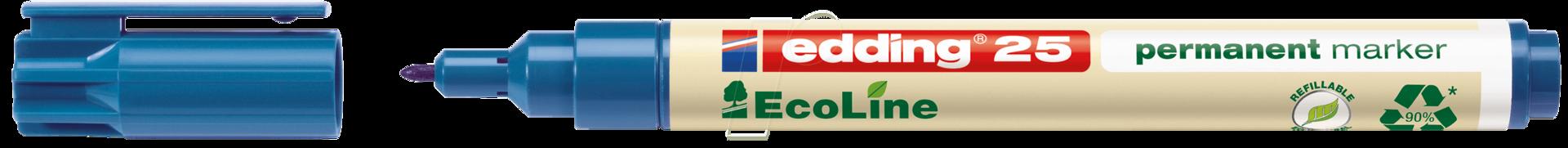 Edding 25 EcoLine - Blu - Punta tonda - Blu - Avorio - Fine - 1 mm - Ferro - Plastica - Pelle - Polistirolo - Acciaio - Pietra