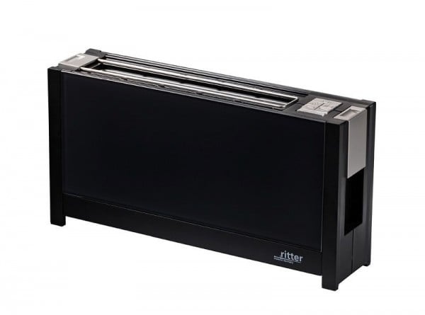 tostapane Ritter 630000 vulcano 5, nero, tostapane a fessura lunga con vetro elegante