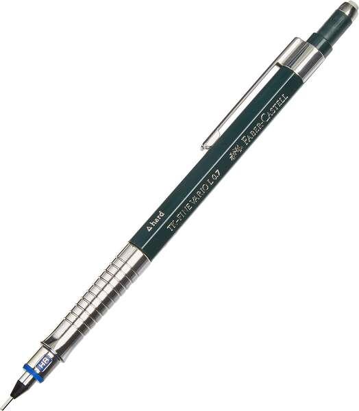 Faber-Castell TK-Fine Vario L Portamine HB 07 mm - Con gomma - Clip in metallo - Colore verde