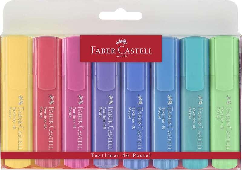 Faber-Castell Textliner 46 Pastel Confezione da 8 pennarelli fluorescenti - Punta a scalpello - Linea tra 1 mm e 5 mm - Inchios