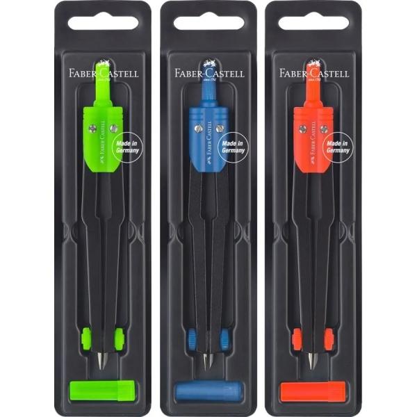 Compasso scolastico Faber-Castell - Circonferenze fino a 360 mm - Include bomboletta di piombo - Colori assortiti