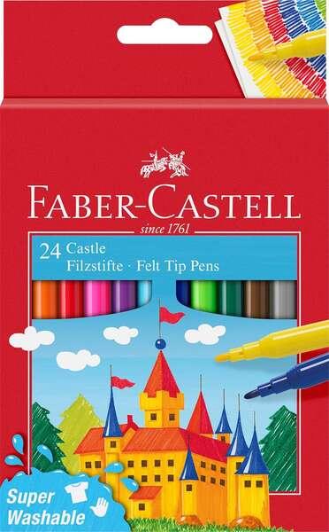 Faber-Castell Castle Confezione da 24 pennarelli - Inchiostro lavabile a base d'acqua - Colori assortiti