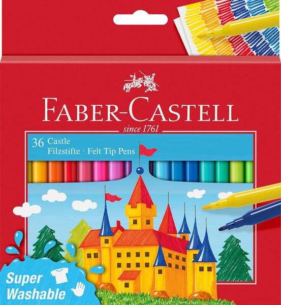 Faber-Castell Castle Confezione da 36 pennarelli - Inchiostro lavabile a base d'acqua - Colori assortiti