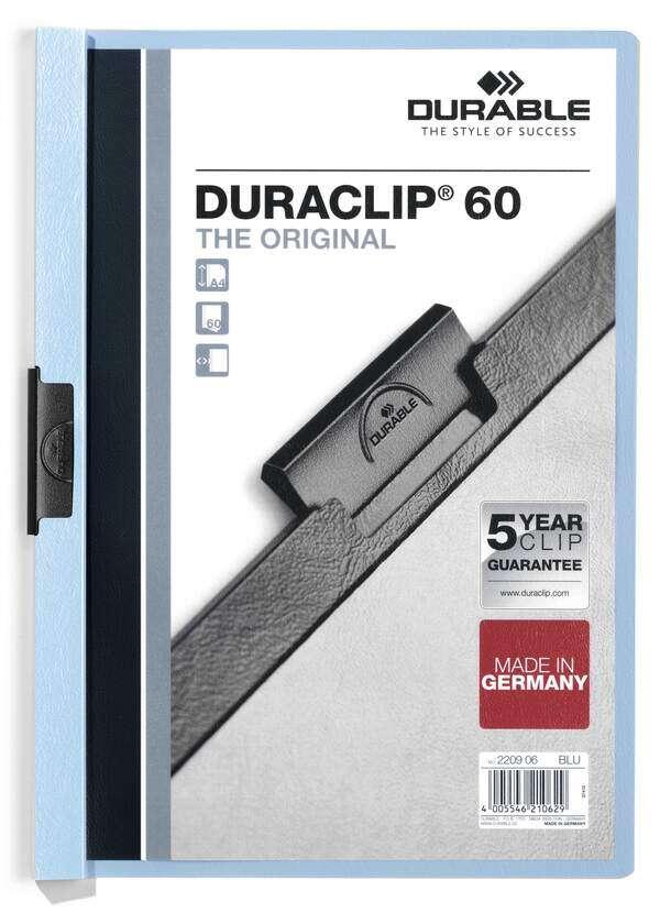Tessera plastica Duraclip 60 rigida con clip grigia - formato A4 - CapacitÃƒÂ  fino a 60 nebbie - Retro rigido colore Blu a