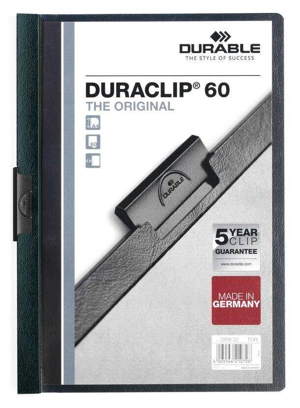 Tessera in plastica Duraclip 60 rigida con clip in grigio - formato A4 - CapacitÃƒÂ  fino a 60 nebbie - Parte rigida Colore