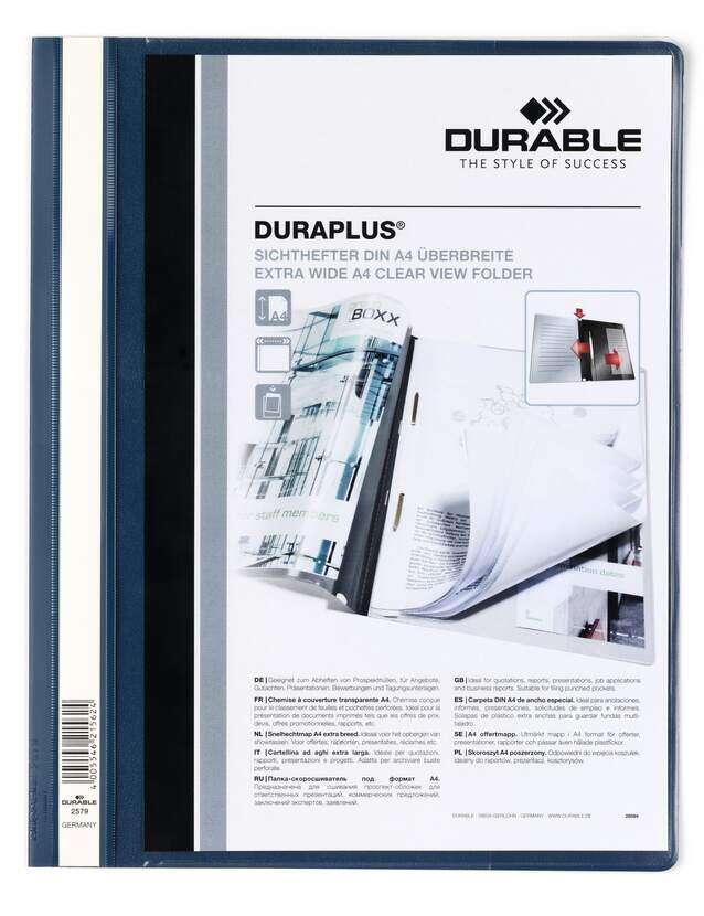 Cartella con chiusura Duraplus durevole - Per formato A4 - Scomparto interno - Copertina posteriore blu scuro