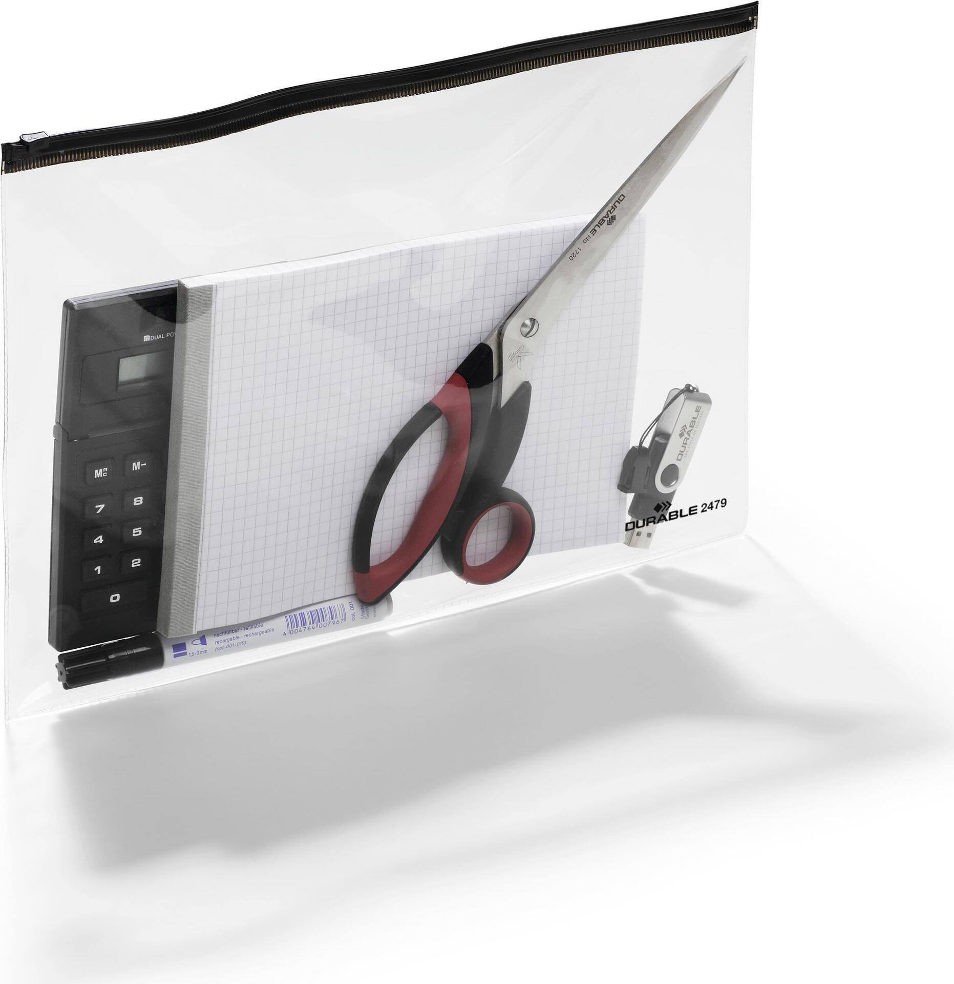 DUREVOLE borsa con chiusura scorrevole 33 cm x 24 cm trasparente