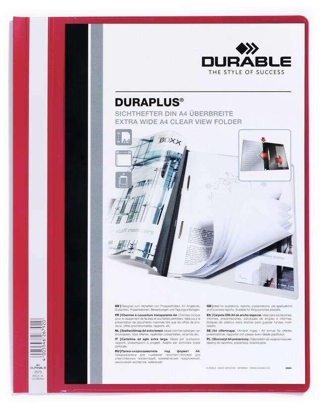 Cartella con chiusura Duraplus durevole - Per formato A4 - Scomparto interno - Copertina posteriore rossa