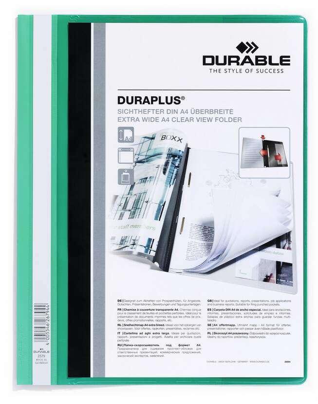 Cartella con chiusura Duraplus durevole - Per formato A4 - Scomparto interno - Copertina posteriore verde