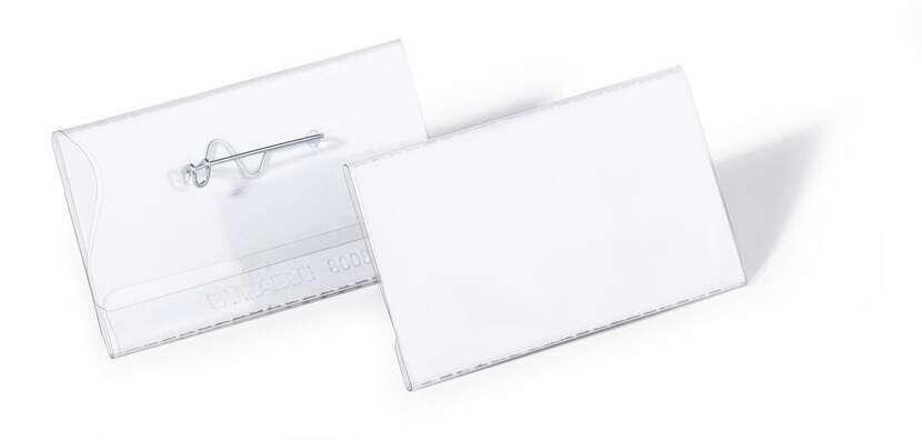 Durable 8008-19 100 pz (Durable Name Badge 40x75mm with Pin Includes Blank Insert Cards Transparent Pack 100 - 800819)