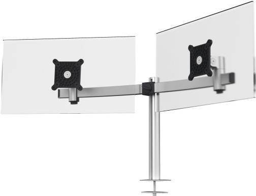 Supporto per monitor doppio 100x100 -8kg 21-27''/argento/alto/inclinabile/ruota/girevole