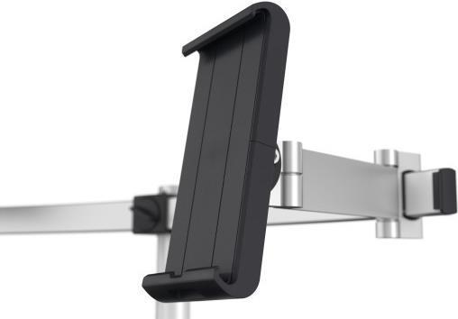 Supporto per monitor doppio monitor/tablet 21-27''/argento/alto/inclinabile/ruota/girevole