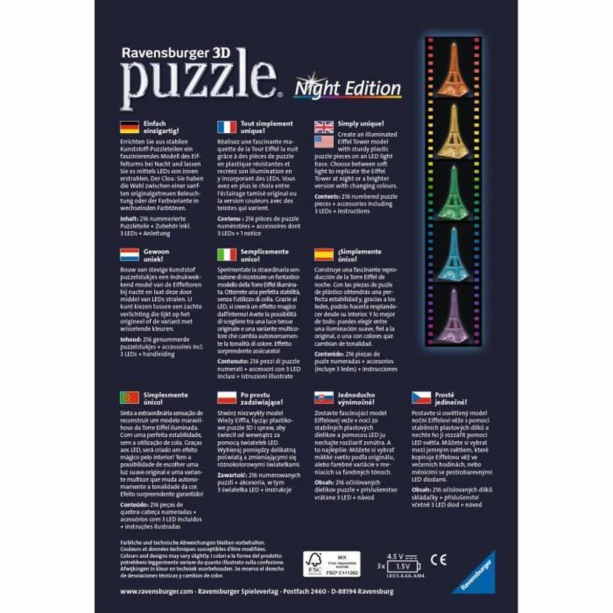 Ravensburger Eiffelturm bei Nacht Puzzle 3D 216 pz