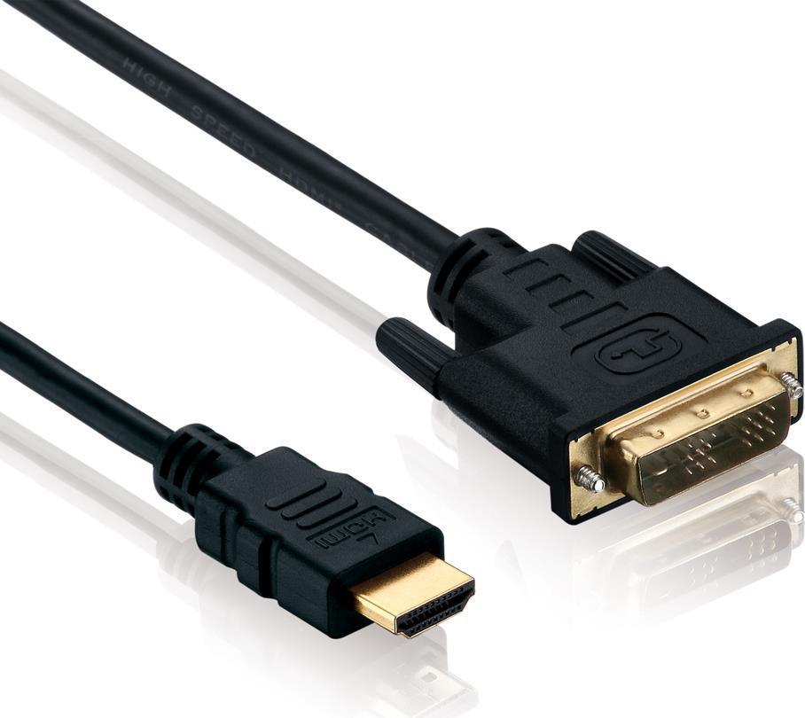 Cavo di collegamento Helos, spina HDMI/DVI-D 18+1 pz, FULL HD, BASIC, 1,5 m, nero