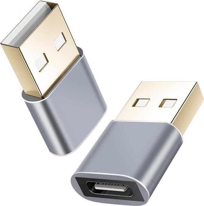 Adattatore Helos, presa USB 2.0 Type-C/spina USB 2.0, PREMIUM, grigio scuro