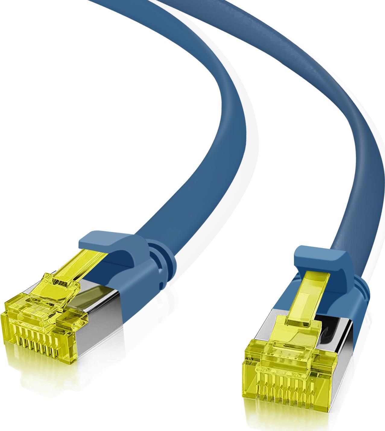 Cavo patch ultra piatto Helos U/FTP Cat 6a blu 15,0 m