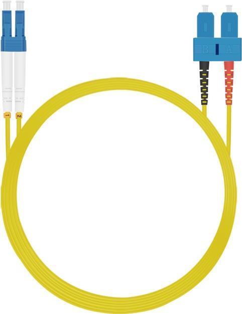 Cavo patch in fibra ottica Helos LC/SC duplex 9/125ÃŽÂ¼m OS2 giallo 2,0m