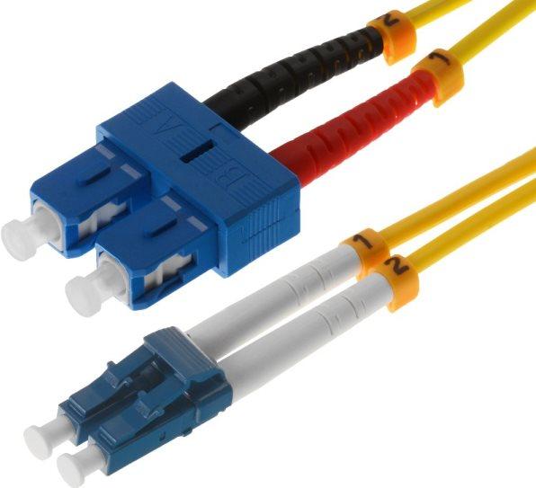 Cavo patch in fibra ottica Helos LC/SC duplex 9/125ÃŽÂ¼m OS2 giallo 3,0m