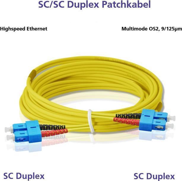 Cavo patch in fibra ottica Helos SC/SC duplex 9/125ÃŽÂ¼m OS2 giallo 3,0m