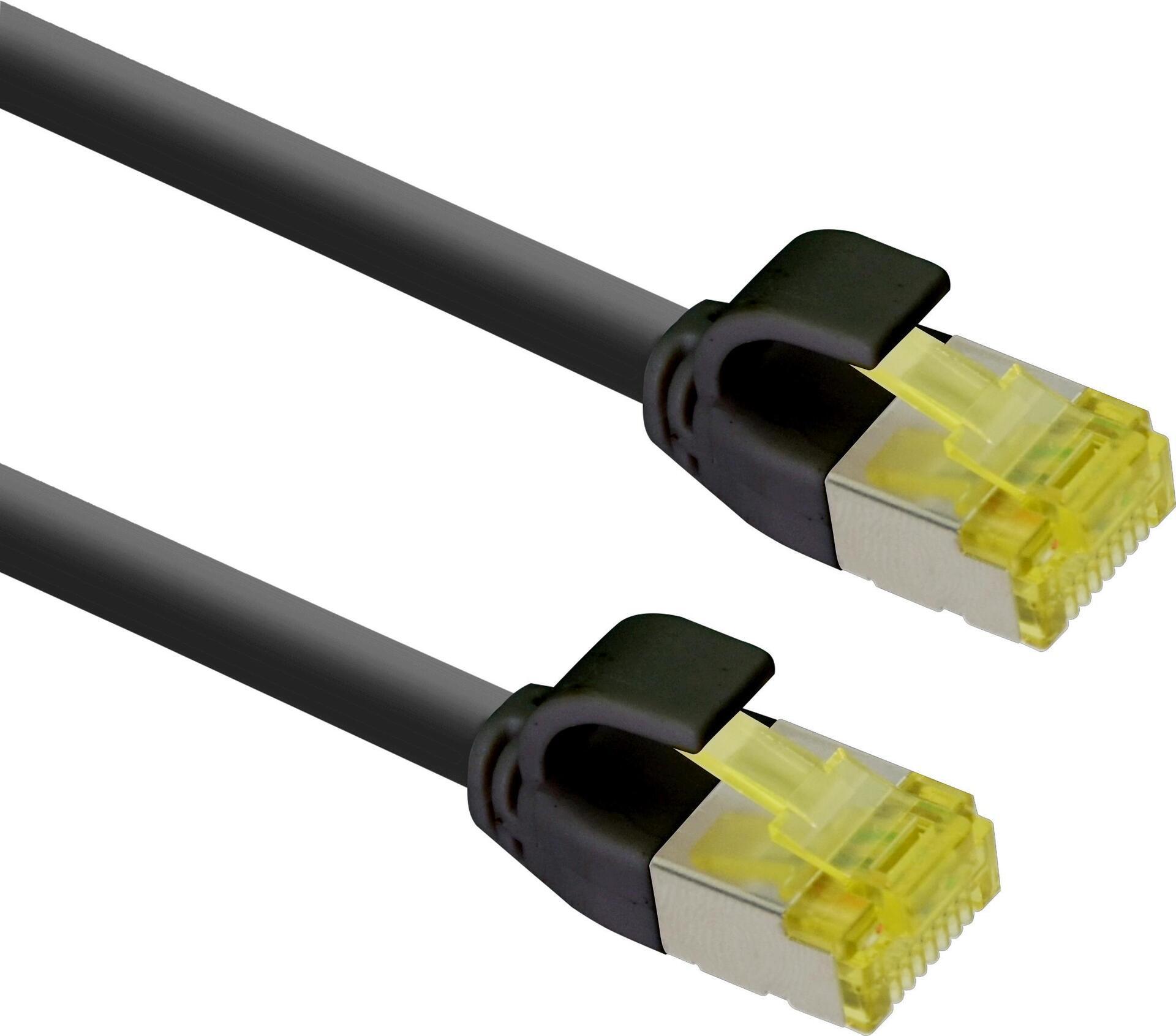 Cavo patch ultra sottile Helos S/FTP Cat 6A nero 0,5 m