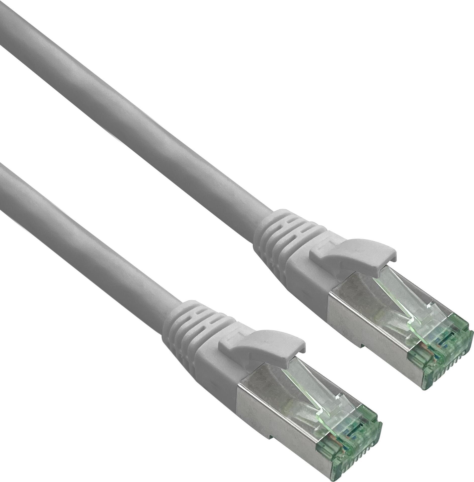 Cavo patch Cat 6a certificato Helos GRS con cavo grezzo Cat 7 TPE grigio 0,15 m